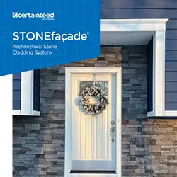 Stoneacre's architectural stone facade features detailed craftsmanship and a blend of natural stone elements.