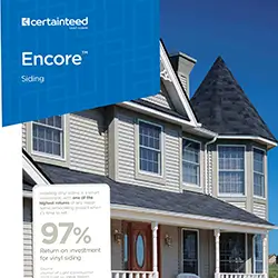 Encore® vinyl siding displaying a modern finish and durability for residential applications.