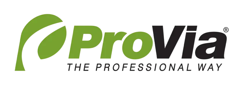 The ProVia logo featuring a green leaf icon next to the brand name in green and black text with the slogan "THE PROFESSIONAL WAY".